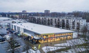 Lidl tirdzniecības ēka Prūšu iela 1, Rīgā. Pasūtītājs Lidl Latvija. Projekts DUAL arhitekti. Būvnieks MITNIJA LV. Būvuzraudzība Baltic Construction Consultancy.